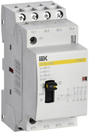 Контактор модульный IEK KARAT КМ20-40МР 2п 4НО 20А 230В с ручкой управления АС  картинка